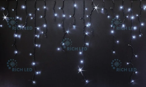 Гирлянда светодиодная Бахрома белая с мерцанием 220B, 144 LED, провод черный, IP54 RL-i3*0.9F-B/W Rich LED