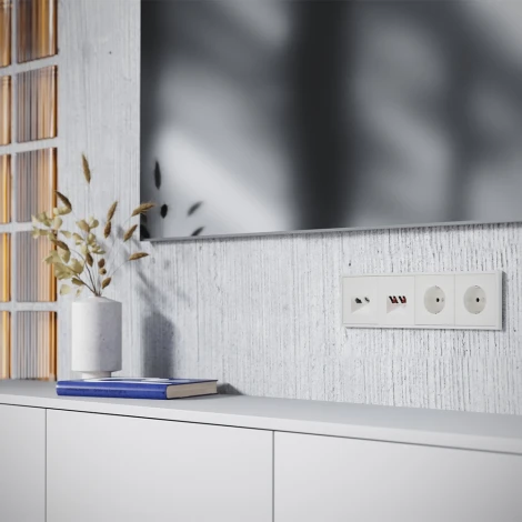 Накладка для розетки TV+RJ45 кат. 6 (хлопок) Voltum S70 VLS002713