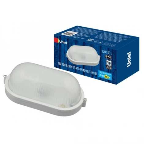 Настенно-потолочный светильник Uniel UWL-O01 100W/E27 IP54 WHITE Овал (220V)