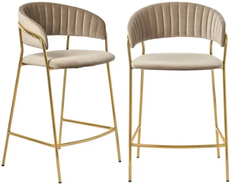 Комплект из 2-х стульев Bradexhome полубарных Turin латте с золотыми ножками