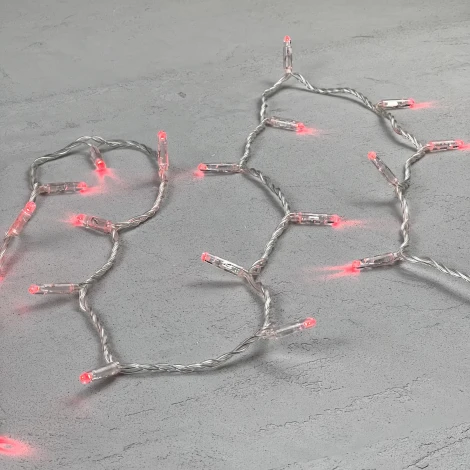 Гирлянда Нить с колпачком 10м красная 220В, 100 LED, провод прозрачный ПВХ, IP65 Laitcom PST100CAP-10-2R