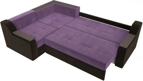 Диван угловой Кронос левый угол (Сиреневый,Коричневый/Микровельвет) Лига Диванов арт.114627L