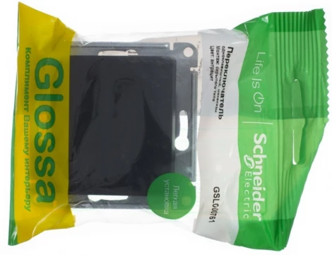 Выключатель встраиваемый одноклавишный (антрацит) Systeme Electric Glossa GSL000761