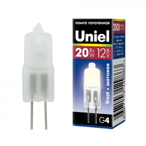 Лампочка галогенная капсульная белая G4 20W Uniel JC-12/20/G4 FR