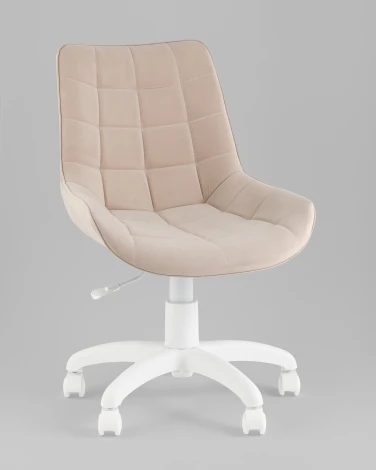Кресло офисное Флекс велюр бежевый, пластик белый TopChairs УТ000043341