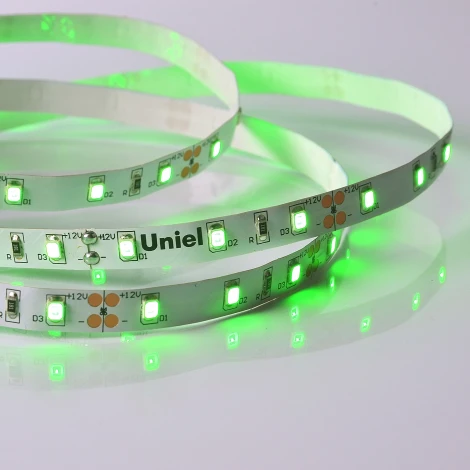 Светодиодная лента Uniel ULS-M11-2835-60LED/m-8mm-IP20-DC12V-4,8W/m-5M-GREEN PROFI катушка в герметичной упаковке