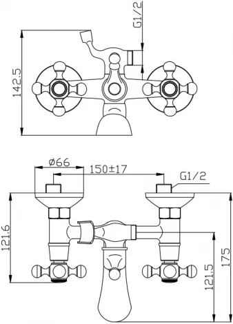 Смеситель Olive'S Girona 01201GR для ванны с душем