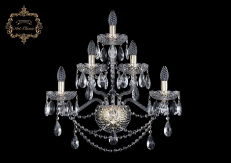 Бра Art Classic 10.25 10.25.2+2+1.200.XL.Gd.Sp (220V, хрусталь, подвески, подсвечник, свеча)
