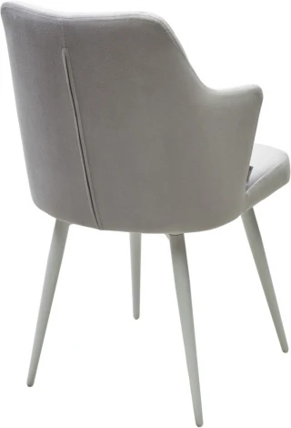 Стул M-City HERMAN СВЕТЛО-СЕРЫЙ BM-4, велюр / белый каркас