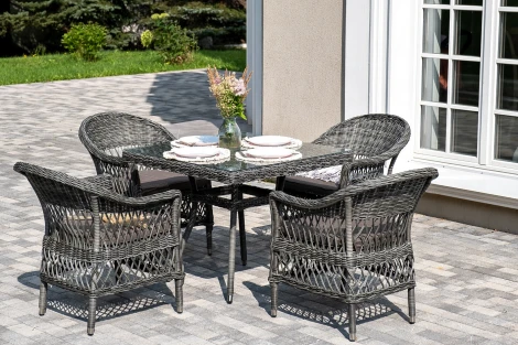 "Сицилия" обеденная группа плетеная, цвет графит 4SIS арт.УТ-00007685