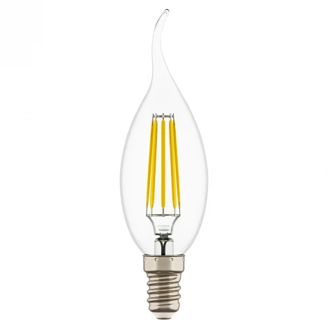 Лампочка светодиодная филаментная свеча на ветру прозрачная колба E14 6 Вт 430 lm 4000K Lightstar 933604