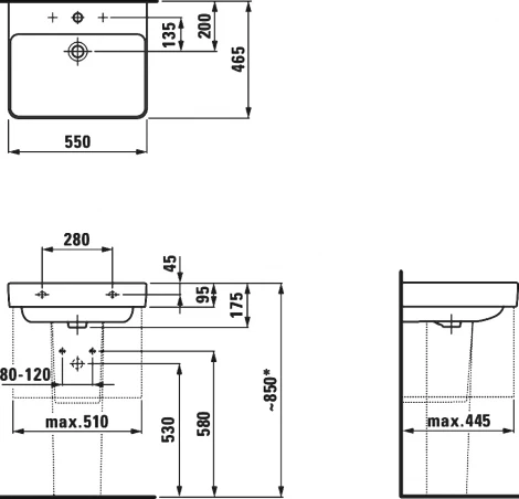 Раковина Laufen Pro S 8.1096.2.000.104.1 55 см