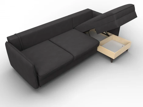 Диван угловой Лига-064 НПБ угол универсальный (ДСП/Дерево/Замша/Коричневый) Лига Диванов 129637