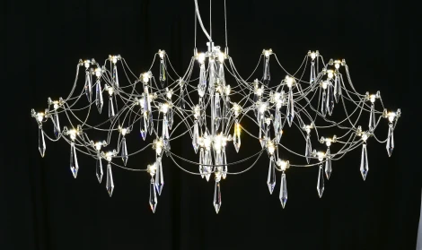 Подвесная люстра светодиодная с пультом и хрустальными подвесками Asfour MyFar Ersilia MR2660-60P-76AP