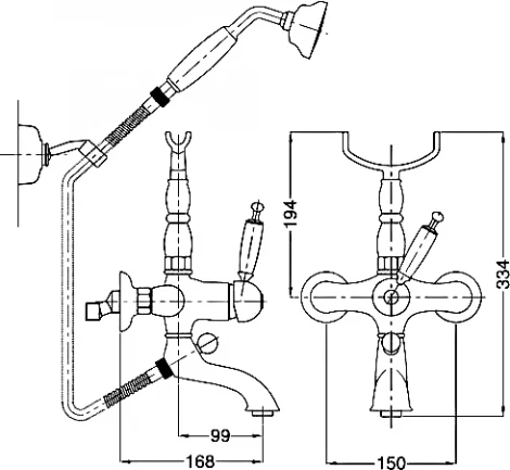 Смеситель Bugnatese Oxford 6302CR для ванны с душем, хром