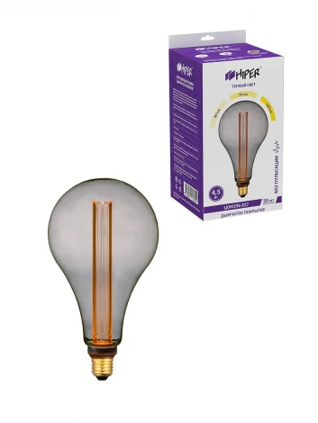 Лампочка светодиодная диммируемая прозрачная/серая груша E27 4,5W Hiper Vein HL-2246
