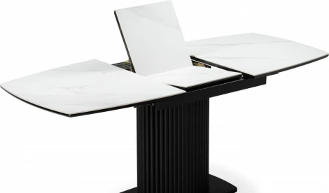 Керамический стол Notta Фестер 140(180)х80 белый мрамор snow white / черный арт.614245