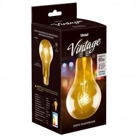 Лампочка накаливания груша желтая E27 60W Uniel IL-V-A95-60/GOLDEN/E27 SW01