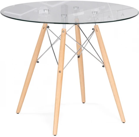 Стеклянный стол Woodville PT-151 80х80х76 clear glass / wood 15486