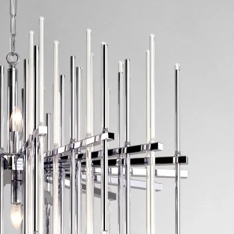 Подвесная люстра Wi-Fi Bogate's Allure 355/8 Smart хром (220V, управление смартфоном, голосовое управление, умный дом - Minimir Home, Алиса, Маруся, Салют, на цепи)