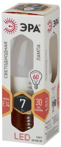 Лампочка светодиодная E14 7W ЭРА LED B35-7W-827-E14