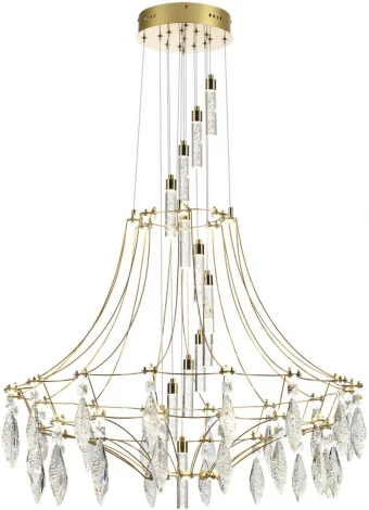 Подвесная большая люстра Odeon Light Flamenco 7000/51L золото/металл/хрусталь IP20 LED 51W (220V, на проводе)