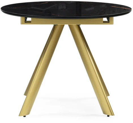 Стеклянный стол Woodville Галвестон 100х76 обсидиан / черный / золото 532392