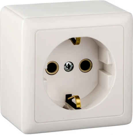 Розетка накладная с заземлением (белый) Systeme Electric HIT RA16-133I-B