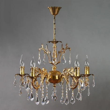 Подвесная люстра Ambiente by Brizzi Granada 2118/5 AB Leaf Crystal (220V, на цепи, подсвечник, свеча)