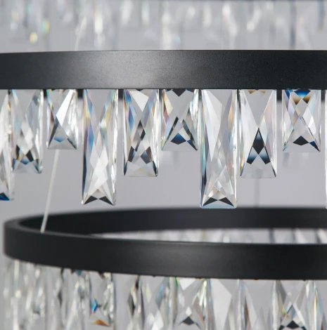 Подвесная люстра ярусная Eletto Celeste Nero EL320P120.1 (LED, 220V, хрусталь, на тросе, круглые, кольцо)