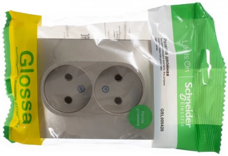 Розетка встраиваемая двойная без заземления (титан) Systeme Electric Glossa GSL000420