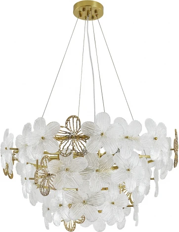 Подвесная люстра (12049/8P Brass) Indigo Fiori V000555 (220V, на тросе, цветы)