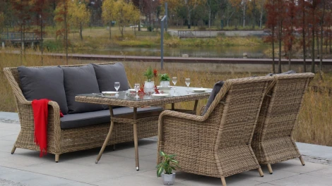 Кресло плетеное из искусственного ротанга, цвет соломенный 4SIS Гляссе YH-C1579W-2