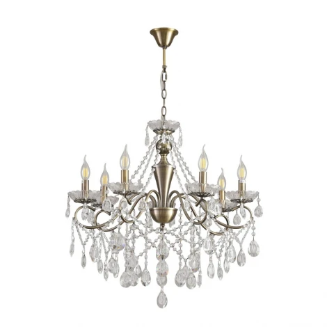Подвесная люстра с хрустальными подвесками в форме подсвечника Lumion Luina 8346/7 бронза/прозрачный, металл/хрусталь E14 7*40W 220V