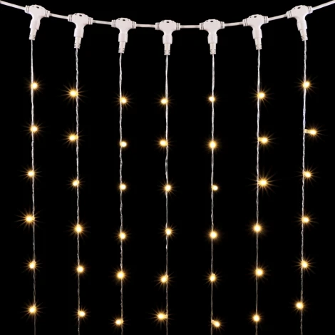 Гирлянда Занавес с Колпачком 2 x 3 м Тепло-Белый 220В, 600 LED, Провод Прозрачный ПВХ, IP65