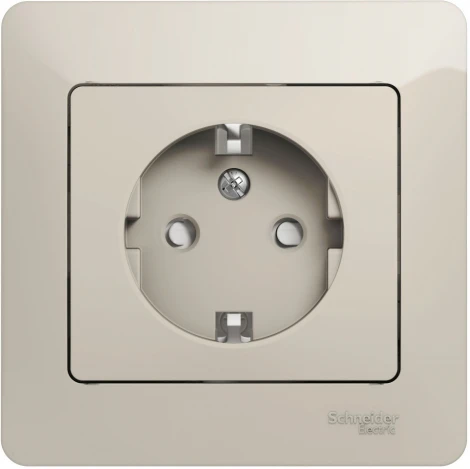 Розетка встраиваемая с заземлением и шторками (молочный) Systeme Electric Glossa GSL000944
