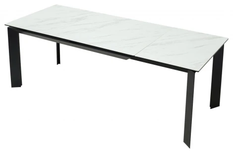 Обеденный стол M-City CREMONA 160 KL-99 Белый мрамор матовый, итальянская керамика / черный каркас