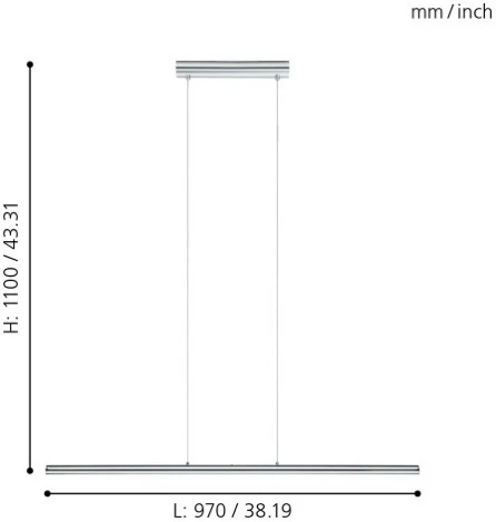 Подвесной линейный светодиодный светильник с сенсорным выключателем и диммером Eglo Terros 93565
