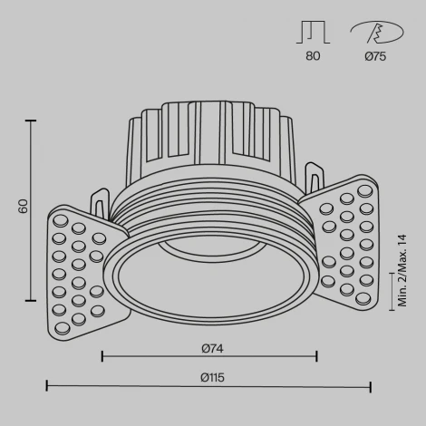 Встраиваемый светильник под гипсокартон Maytoni Round DL058-12W2.7K-TRS-B (LED, 220V, круглые)