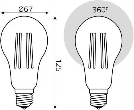 Лампочка светодиодная филаментная Gauss Filament 40712172 А70 27W 2800lm 2700К Е27 LED