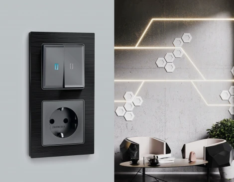 Рамка Ambrella Volt ALFA Platos (Черный Металл шлифованный) 2-ая AF550502