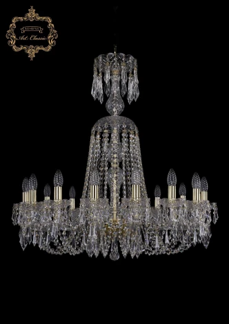 Подвесная большая люстра Art Classic 11.23 11.23.16.300.XL-86.Gd.Dr (220V, хрусталь, на цепи, подсвечник, свеча)