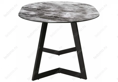 Стеклянный стол Woodville Алингсос 100(140)х100х76 мрамор серый / черная шагрень 462115
