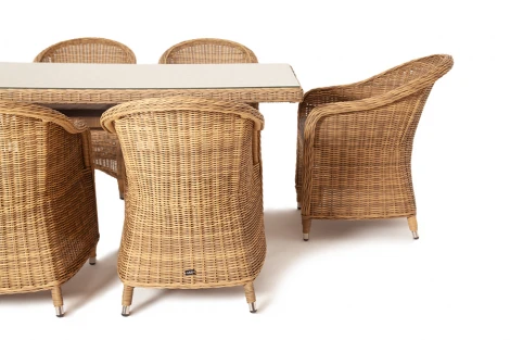 Обеденная группа плетеная, цвет соломенный 4SIS Эспрессо EC6T-7-SET