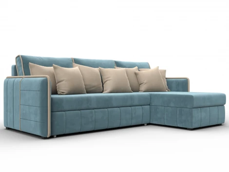 Диван угловой Лига-078 угол универсальный (ДСП/Пластик/Велюр/Бирюзовый,Бежевый) Лига Диванов 130987