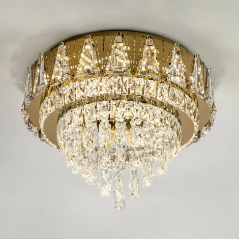 Потолочная люстра светодиодная хрустальная с пультом и управлением смарфоном с регулировкой цветовой температуры и яркости LED4U LED4U L9437-500 GD с УД
