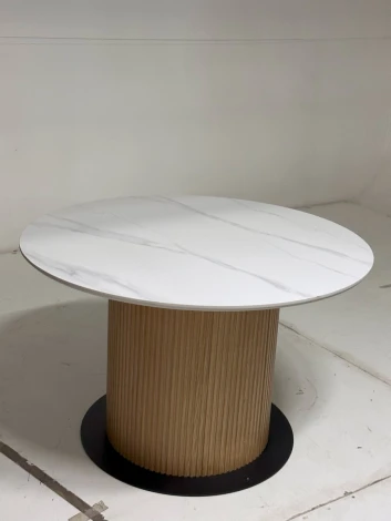 Стол M-City MESA D120 цвет БЕЛЫЙ МРАМОР M326 / Каркас OAK