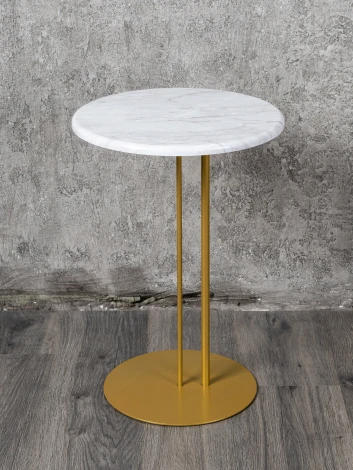 Стол приставной МеталлАрт М015 белый мрамор/золото Mebelik 009778