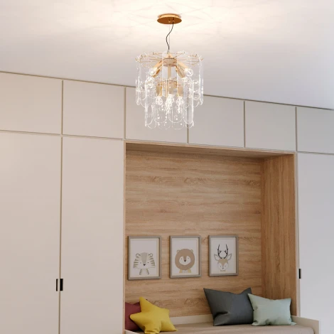 Подвесная люстра Wi-Fi Eurosvet Claire 60170/8 золото (220V, управление смартфоном, голосовое управление, умный дом - Minimir Home, Алиса, Маруся, Салют, на тросе)