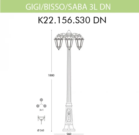 Наземный фонарь Fumagalli Saba K22.156.S30.WYF1RDN (220V, IP44)